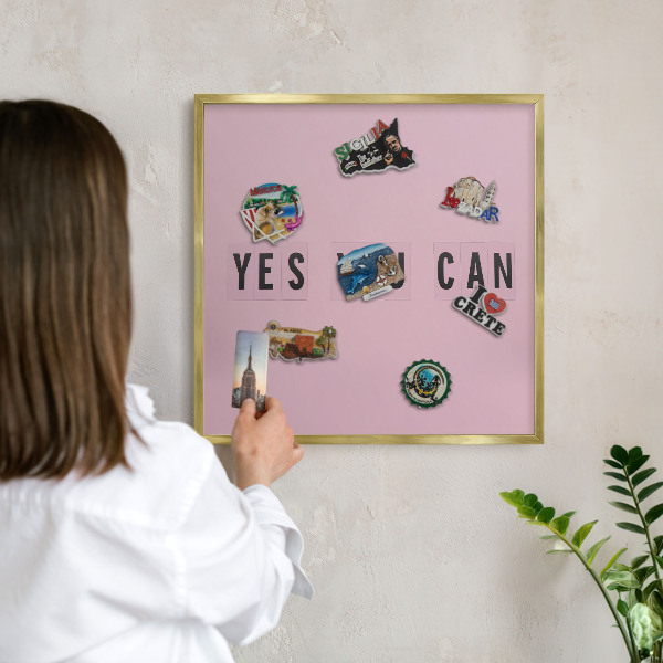 Magnetic board for magnets in a gold frame Motivation every day