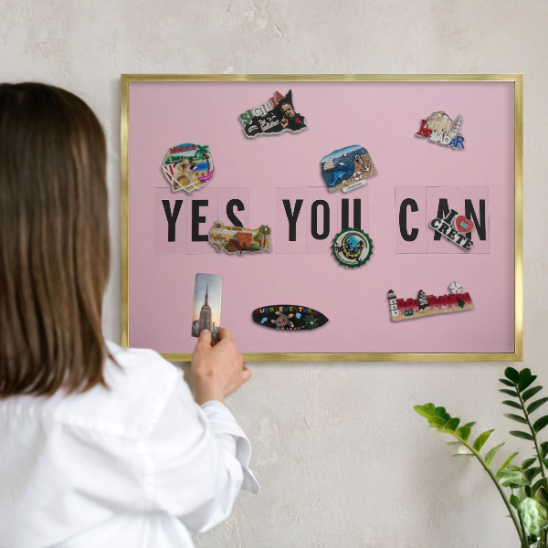 Magnetic board for magnets in a gold frame Motivation every day