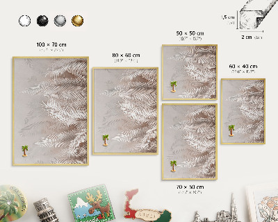 Metal magnet board with a gold frame Leaves nature