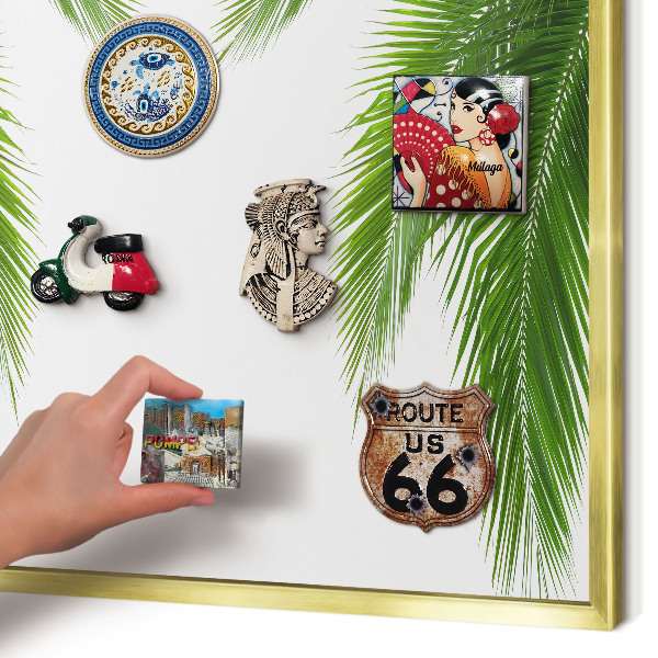 Magnetic board for magnets in a gold frame Exotic nature