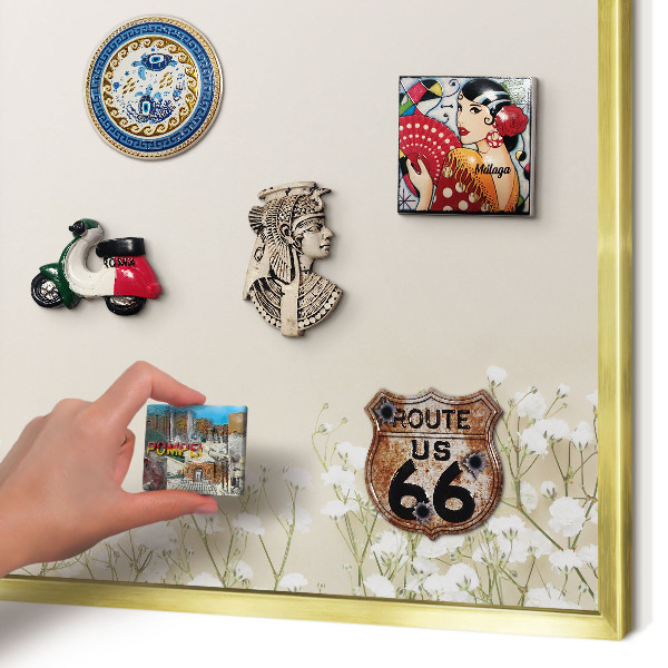 Metal magnet board with a gold frame Subtle nature