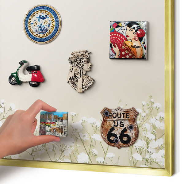 Metal magnet board with a gold frame Subtle nature