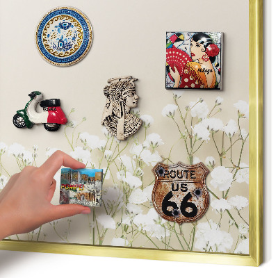 Metal magnet board with a gold frame Subtle nature