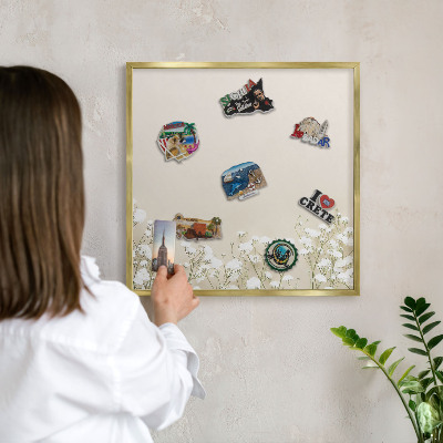 Metal magnet board with a gold frame Subtle nature