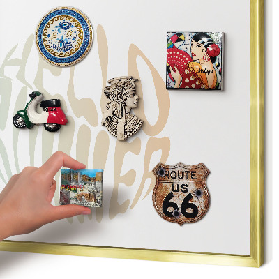 Magnetic board for magnets in a gold frame Hello summer
