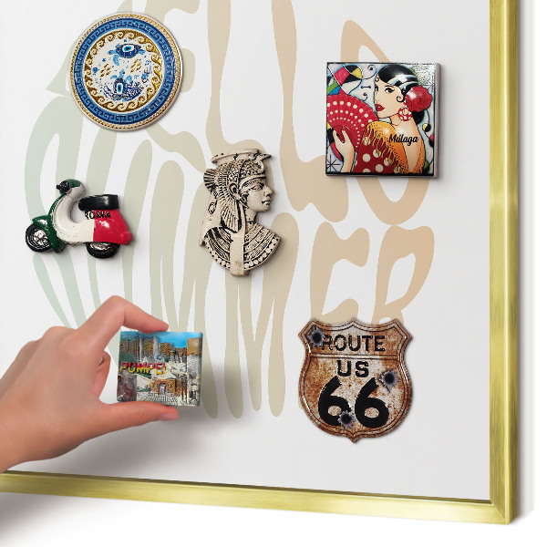 Magnetic board for magnets in a gold frame Hello summer