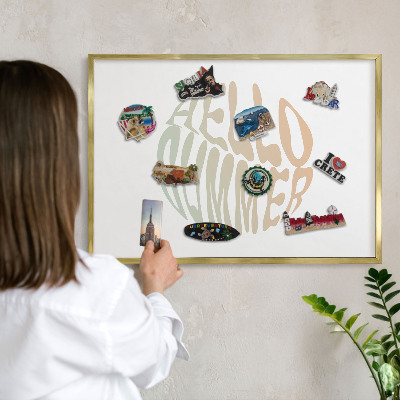 Magnetic board for magnets in a gold frame Hello summer