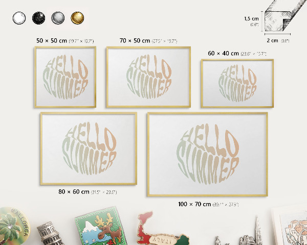 Magnetic board for magnets in a gold frame Hello summer