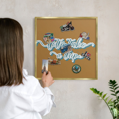 Metal magnet board with a gold frame Dream Trip