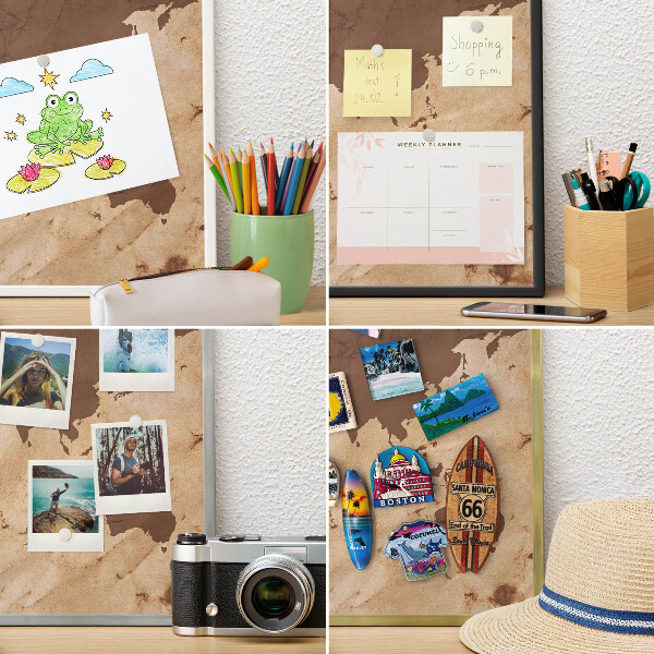 Magnetic board for magnets in a gold frame World map