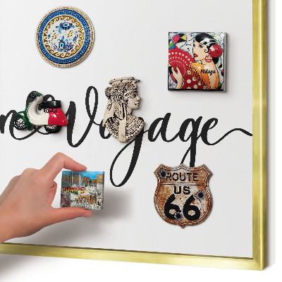 Metal magnet board with a gold frame Bon Voyage
