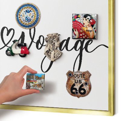 Metal magnet board with a gold frame Bon Voyage