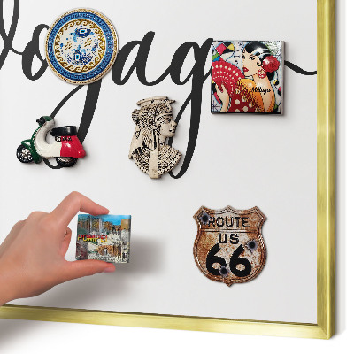 Metal magnet board with a gold frame Bon Voyage