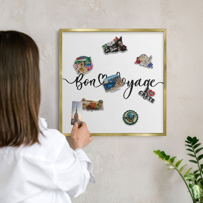 Metal magnet board with a gold frame Bon Voyage
