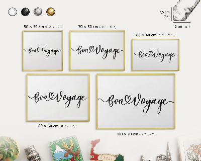 Metal magnet board with a gold frame Bon Voyage