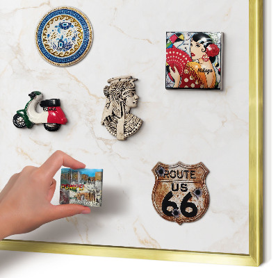 Magnetic board for magnets in a gold frame Marble elegance