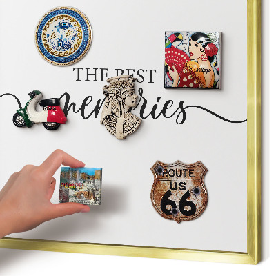 Metal magnet board with a gold frame Inspiring memories