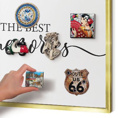 Metal magnet board with a gold frame Inspiring memories