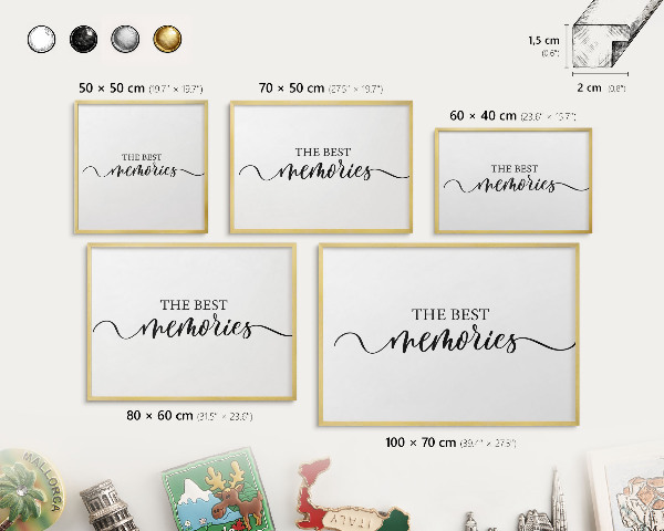 Metal magnet board with a gold frame Inspiring memories