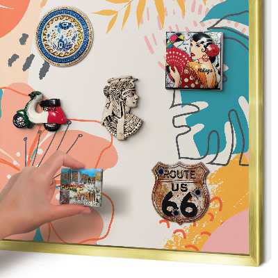Magnetic board for magnets in a gold frame Modern nature