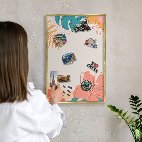 Magnetic board for magnets in a gold frame Modern nature