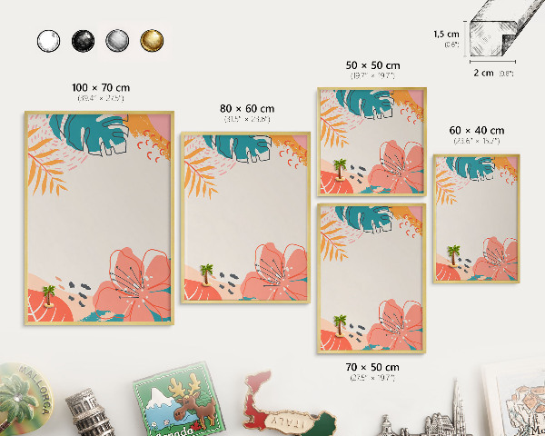 Magnetic board for magnets in a gold frame Modern nature