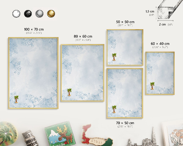 Magnetic board for magnets in a gold frame Floristic elegance
