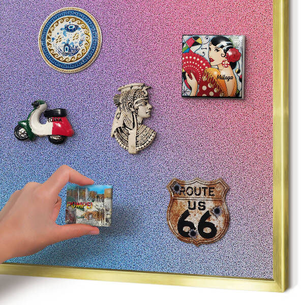 Metal magnet board with a gold frame Colorful gradient