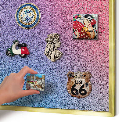 Metal magnet board with a gold frame Colorful gradient