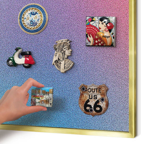 Metal magnet board with a gold frame Colorful gradient