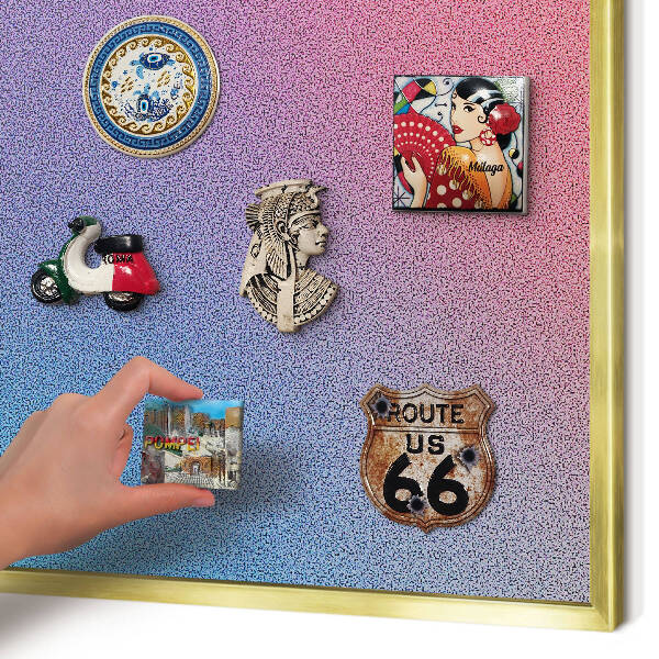 Metal magnet board with a gold frame Colorful gradient