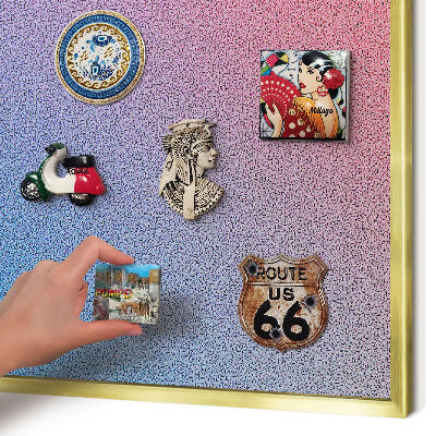 Metal magnet board with a gold frame Colorful gradient