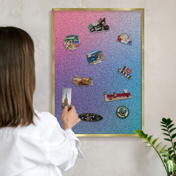 Metal magnet board with a gold frame Colorful gradient