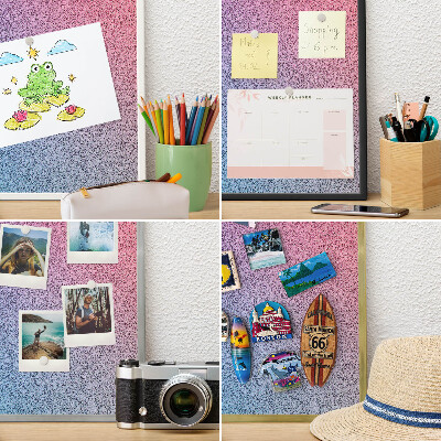 Metal magnet board with a gold frame Colorful gradient