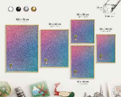 Metal magnet board with a gold frame Colorful gradient