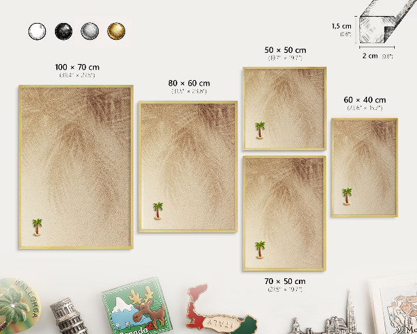 Magnetic board for magnets in a gold frame Sand leaves