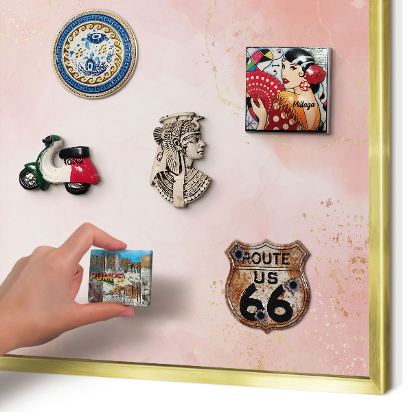 Magnetic board for magnets in a gold frame Subtle elegance