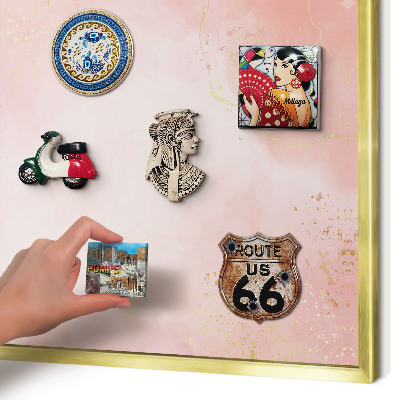 Magnetic board for magnets in a gold frame Subtle elegance