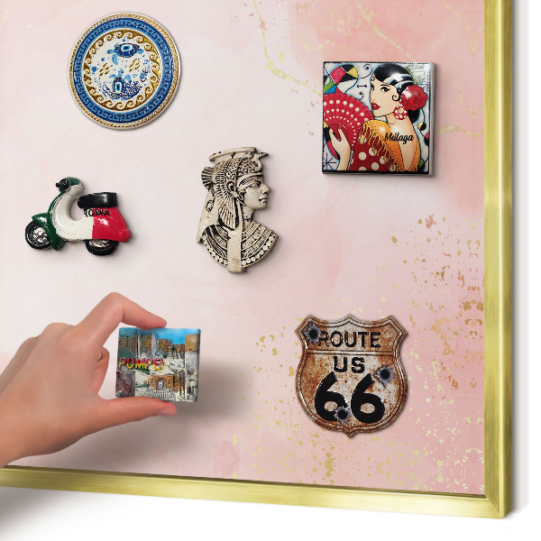 Magnetic board for magnets in a gold frame Subtle elegance