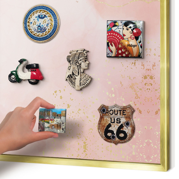 Magnetic board for magnets in a gold frame Subtle elegance