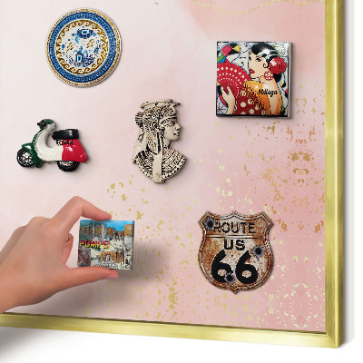 Magnetic board for magnets in a gold frame Subtle elegance