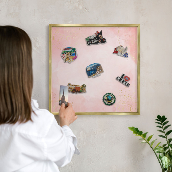 Magnetic board for magnets in a gold frame Subtle elegance