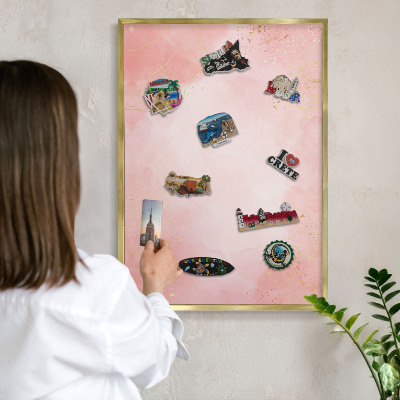 Magnetic board for magnets in a gold frame Subtle elegance