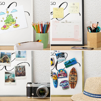 Metal magnet board with a gold frame Let's travel together