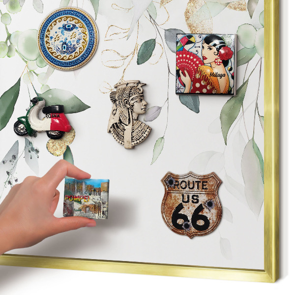 Magnetic board for magnets in a gold frame Green leaves