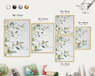 Magnetic board for magnets in a gold frame Green leaves