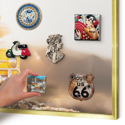 Magnetic board for magnets in a gold frame Retro travel