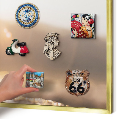 Magnetic board for magnets in a gold frame Retro travel