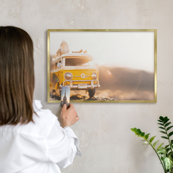 Magnetic board for magnets in a gold frame Retro travel