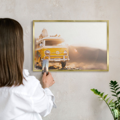 Magnetic board for magnets in a gold frame Retro travel